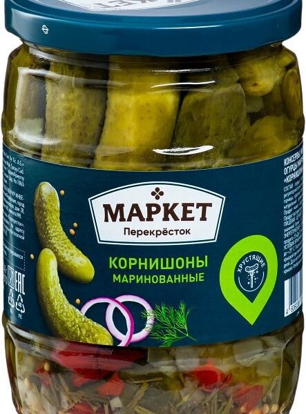 Огурцы Маркет Перекресток Корнишоны маринованные 540г
