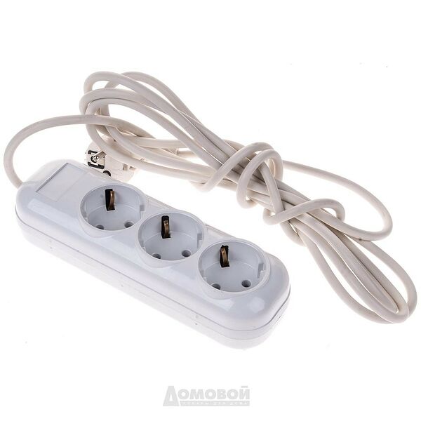 Удлинитель сетевой Реальная Электрика, 3 гнезда, с заземлением, 5 м