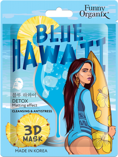 

Маска тканевая для лица Funny Organix Blue Hawaii с детокс-эффектом