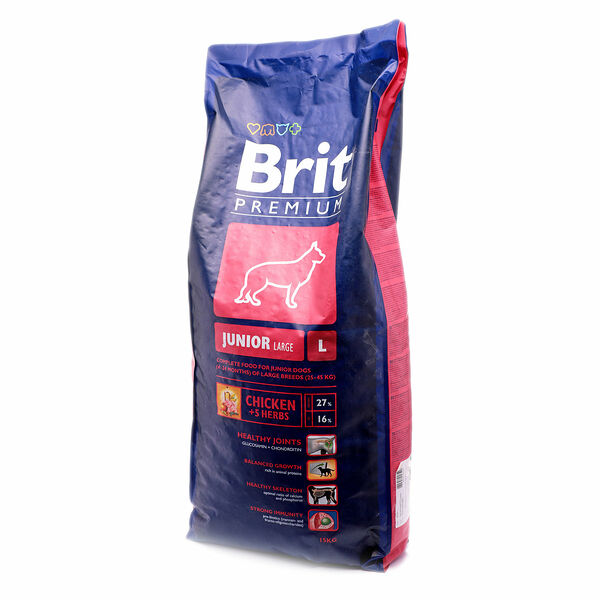 Корм для молодых собак крупных пород Premium (Премиум) курица и 5 трав ТМ Brit (Брайт)