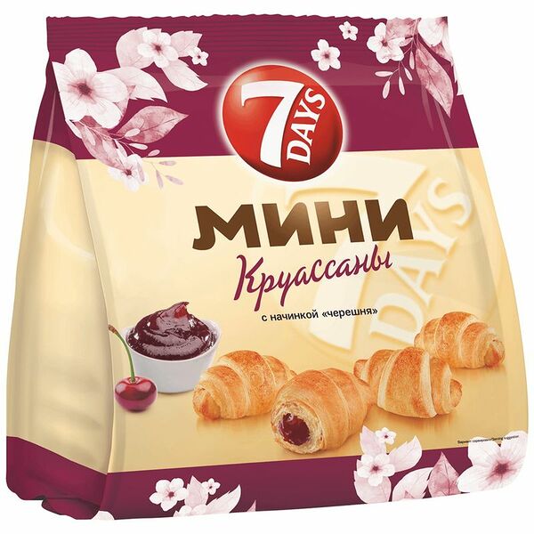 Круассаны 7Days мини c начинкой Черешня, 265 г