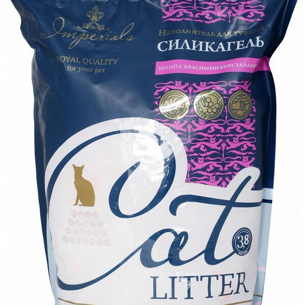 Наполнитель силикагелевый Imperials для кошачьего туалета,  белый с красными кристаллами, впитывающий 3.8 л