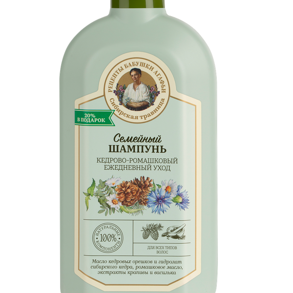 Шампунь Рецепты бабушки Агафьи Семейный для всех типов волос кедрово-ромашковый, 500 мл