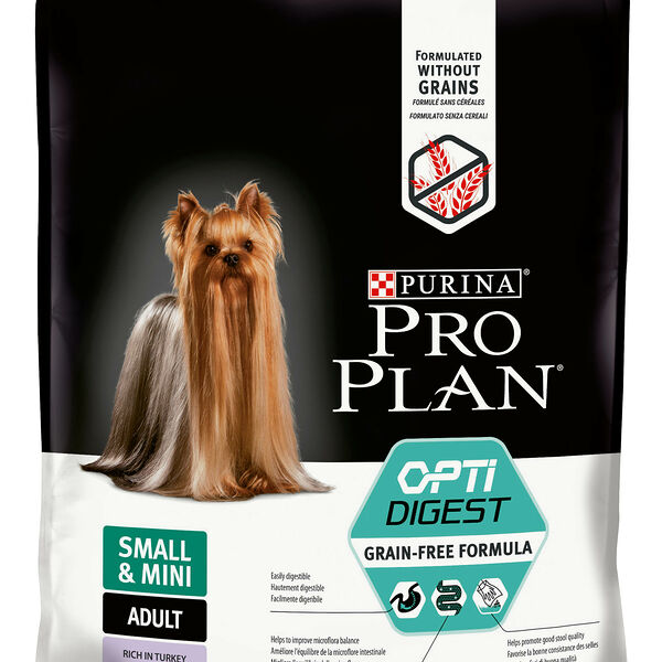 Pro Plan Grain Free Mini корм для взрослых собак мелких пород с чувствительным пищеварением Индейка