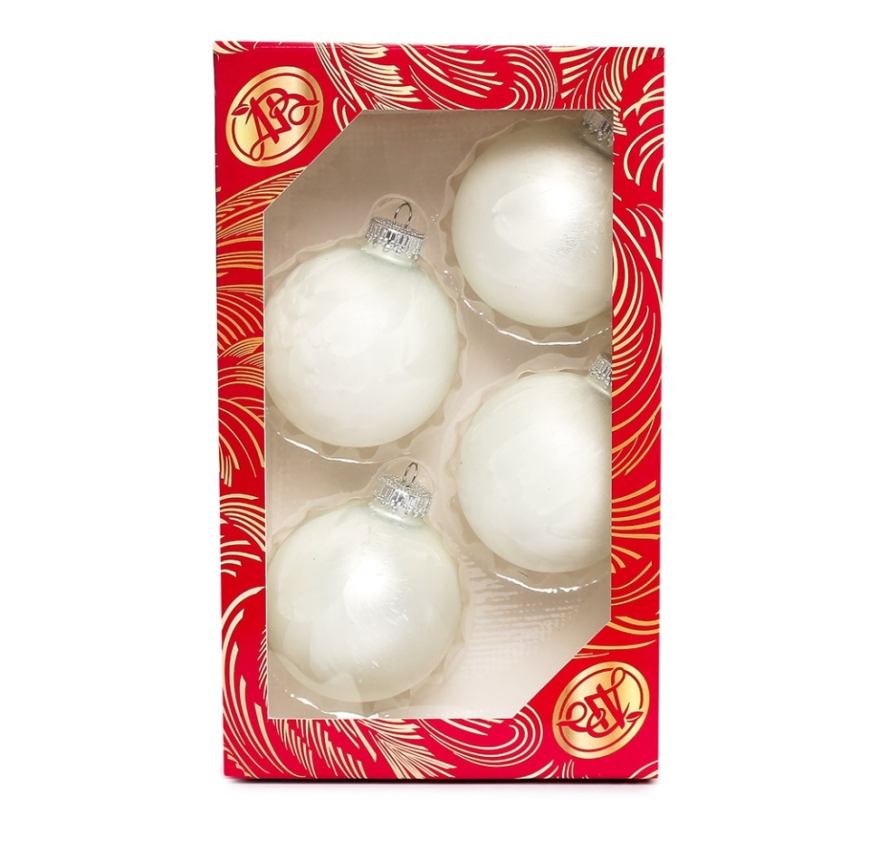 

Шары стеклянные АВ Коллекция Традиции замороженный белый Krebs упк 4 шт Германия шифон 7 см