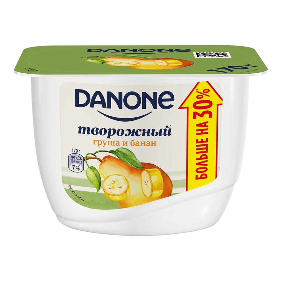 

Творожный продукт «Банан, груша» 3,6%, Danone, 170 г, Россия, БЗМЖ