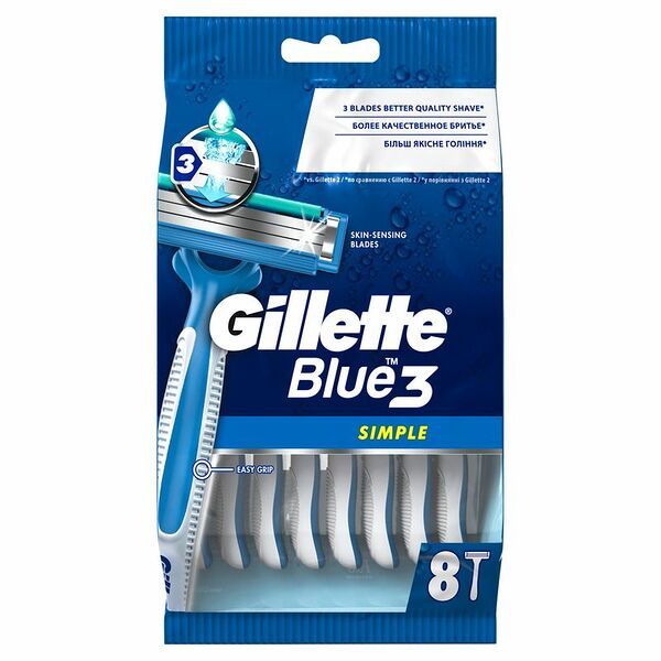 Бритва Gillette Blue Simple3 одноразовая, 8шт