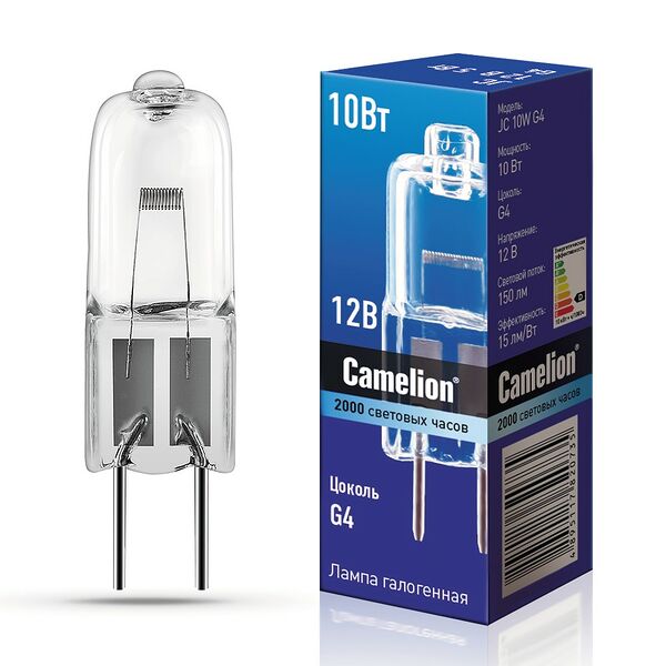 Лампа галогенная Camelion JC, G4, капсульная, 10Вт, 12В