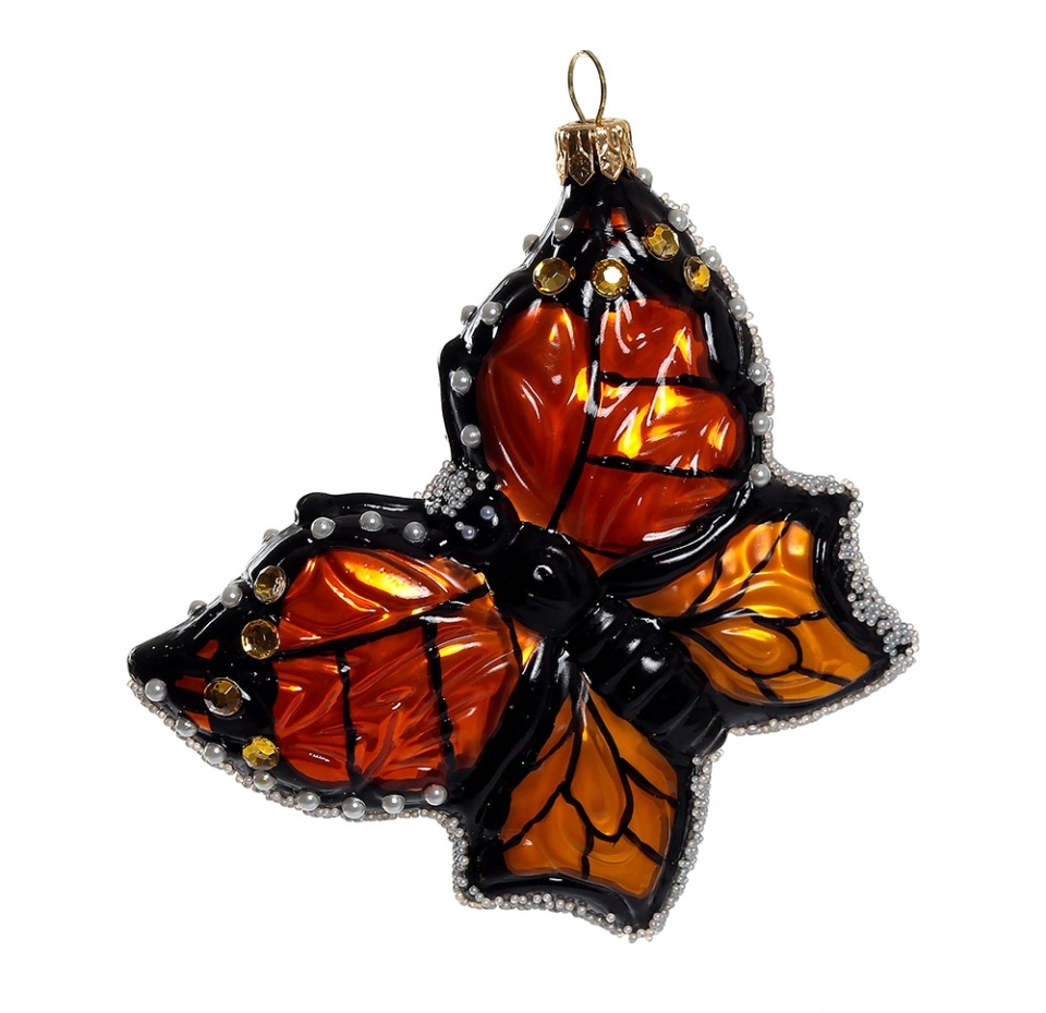 

Игрушка для елки Impuls "Коллекция Праздник" Бабочка крапивница Польша 10см,стекло