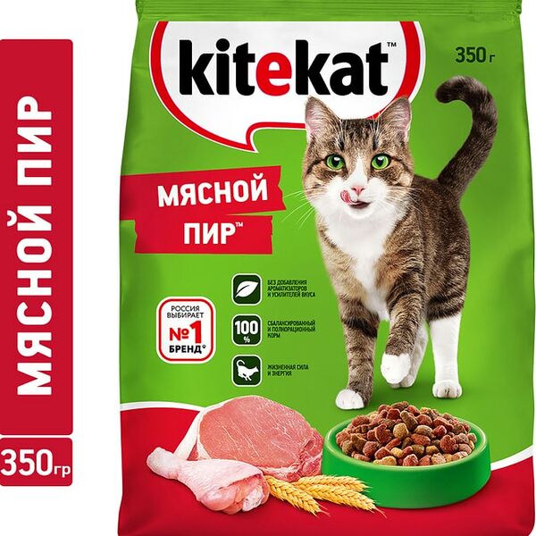 Сухой корм для кошек Kitekat Мясной пир 350г
