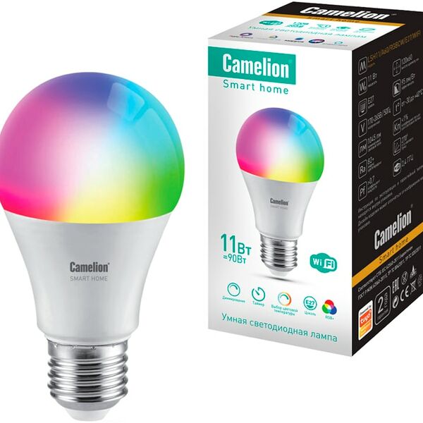 Умная лампа Camelion Smart Home светодиодная LSH11 A60 RGBСW Е27 WIFI