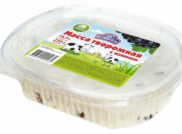 Масса творожная Полевское с изюмом 16.5%