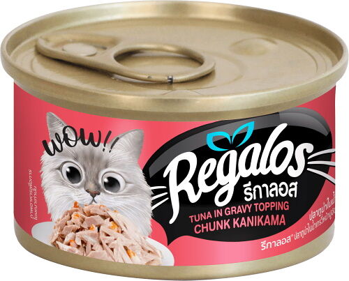 Консервы REGALOS для кошек Тунец с Крабовыми палочками в соусе 80г