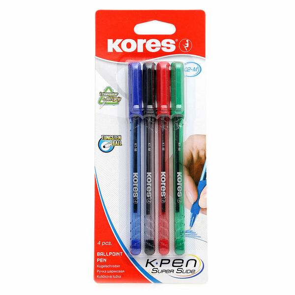 Ручка шариковая, 4 шт ТМ Kores (Корес)