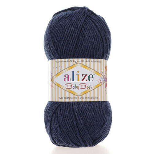 Пряжа Alize 'Baby Best' 100г 240м (10% бамбук, 90% акрил) с эффектом АНТИПИЛЛИНГ(58 темно-синий)