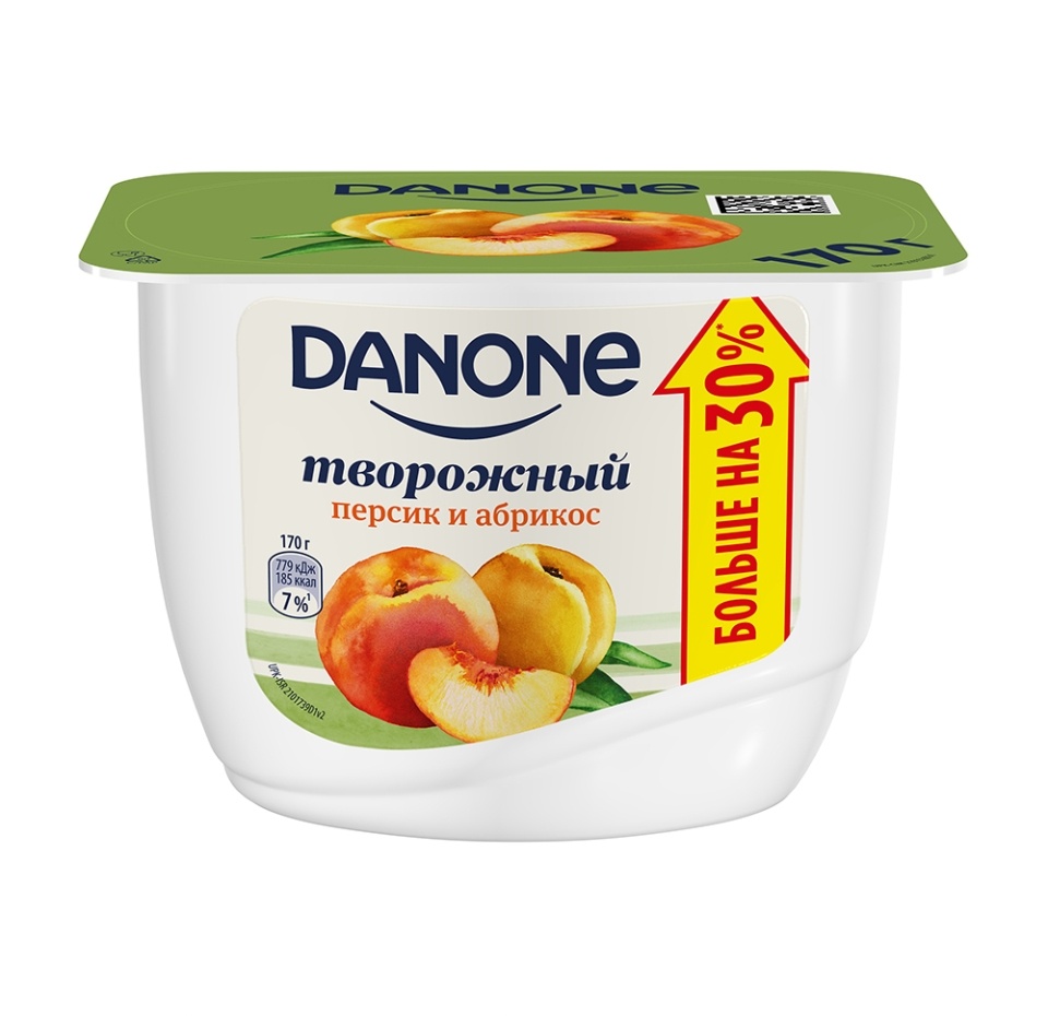 

Творожный продукт «Персик, абрикос» 3,6%, Danone, 170 г, Россия, БЗМЖ