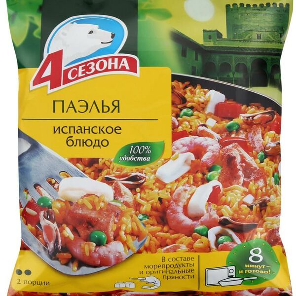 Готовое Блюдо 4 Сезона Паэлья Испанское блюдо замороженное 600 г