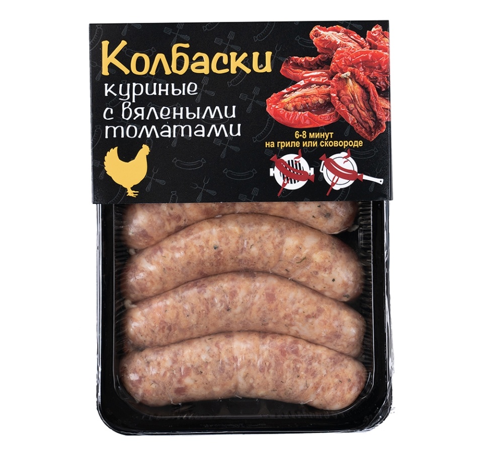 

Колбаски куриные с высушенными помидорчиками охлажденные Открытый огонь 550 г, Россия