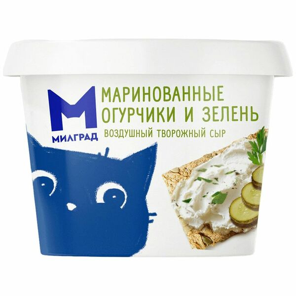 Сыр творожный Милград с маринованными огурчиками 60%, без змж