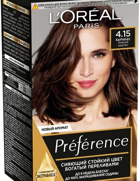 Краска для волос Loreal Paris recital Preference 4.15 Каракас темный каштан