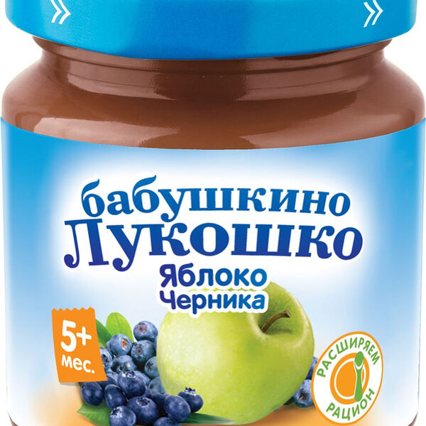 Пюре фруктовое Бабушкино Лукошко Яблоко, черника 5+ мес