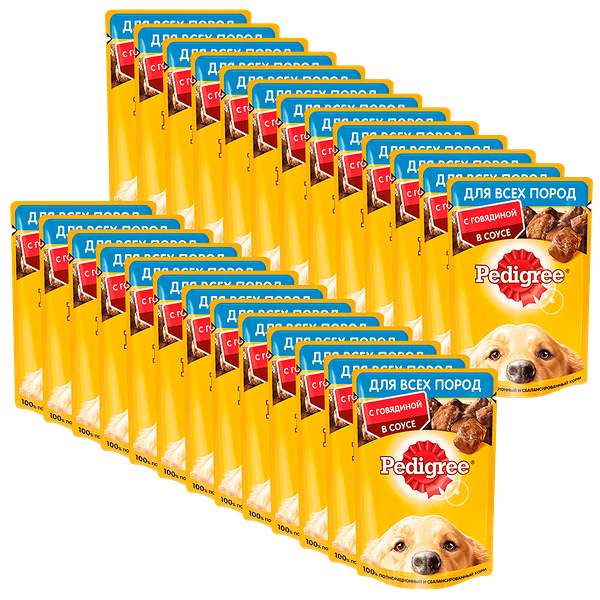 Корм для собак PEDIGREE Говядина в соусе пауч 85г (упаковка - 28 шт)