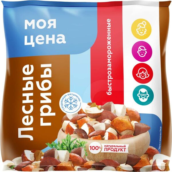 Грибы замороженные Моя цена смесь лесных грибов