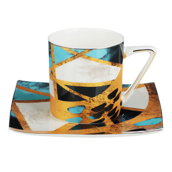 Millimi геометрия голд набор кофейный 2 предмета, 180 мл, 14 см, костяной фарфор