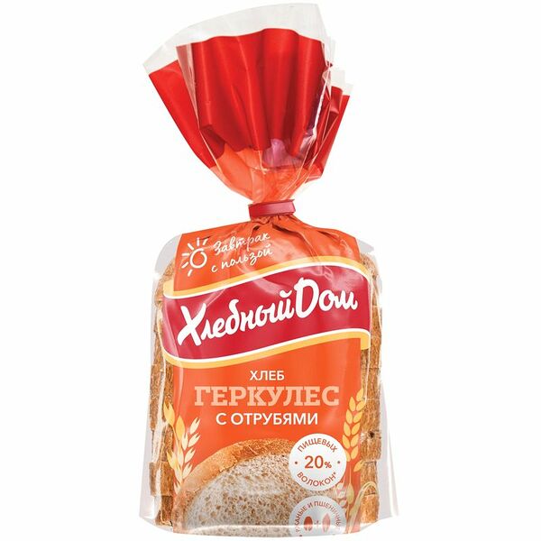 Хлеб Хлебный Дом Геркулес с отрубями, нарезка