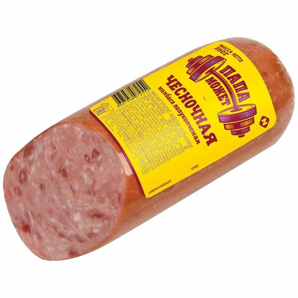 Колбаса полукопчёная Папа Может Чесночная категория В 350 г