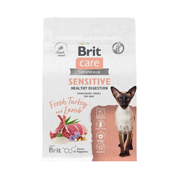 Сухой корм для кошек с чувствительным пищеварением Brit Care Cat Sensitive Healthy Digestion