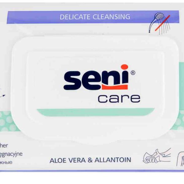 Салфетки влажные для ухода за кожей Seni care Classic алоэ вера и аллантоин 25х20 см, 68 шт.