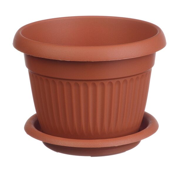 Кашпо Ливия с поддоном, 4,6л, 24см, терракотовый, пластик