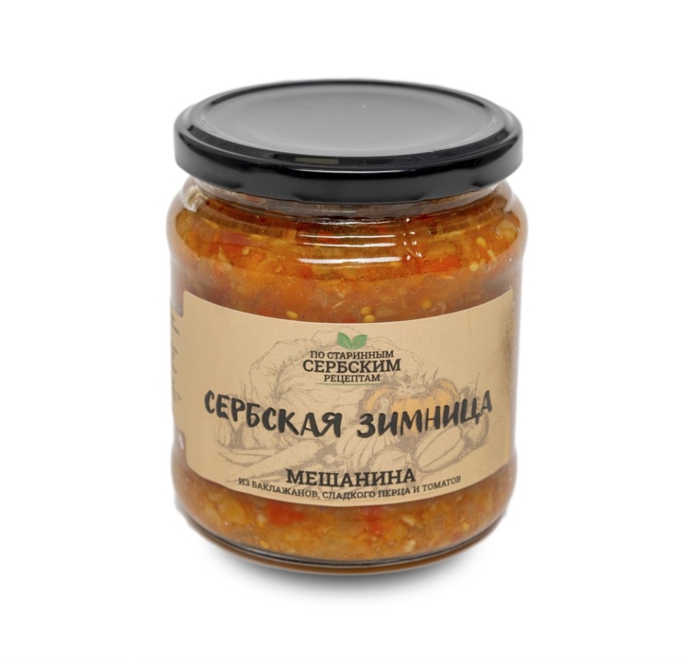

Овощные консервы Сербская Зимница Мешанина из баклажанов, сладкого перца и томатов 460 г