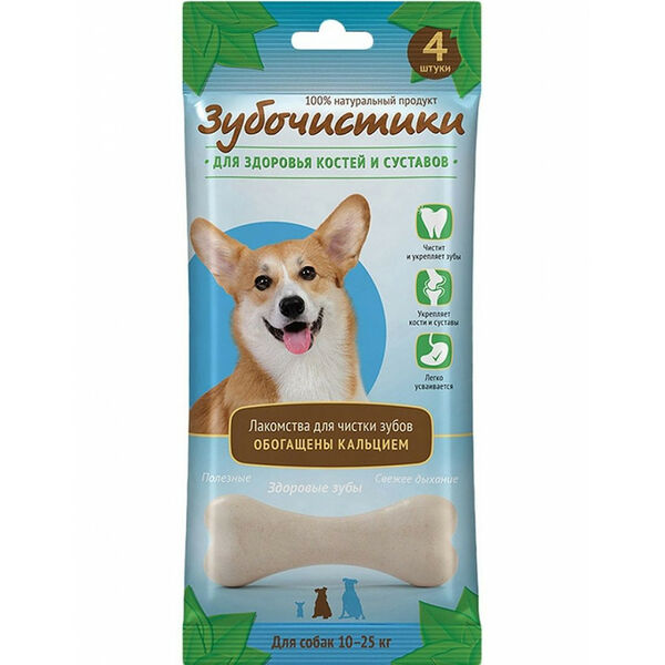Деревенские лакомства Зубочистики кальциевые для собак средних пород для здоровья костей и суставов 4шт/90 г