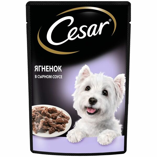 Корм Cesar ягнёнок в сырном соусе для собак, 85г