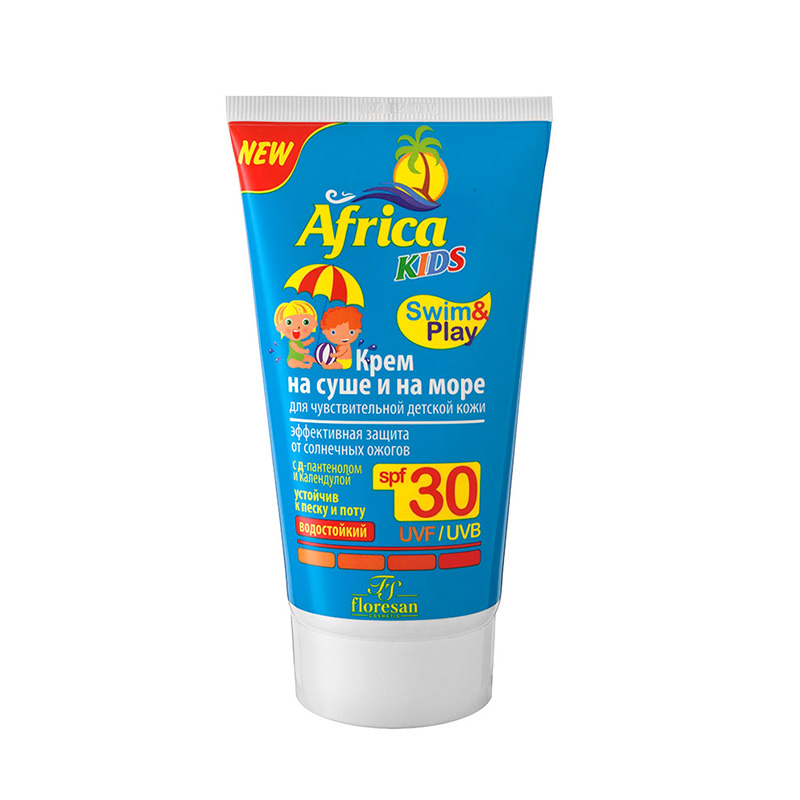 

Крем солнцезащитный Floresan Africa Kids На суше и на море для чувствительной детской кожи SPF30 150 мл