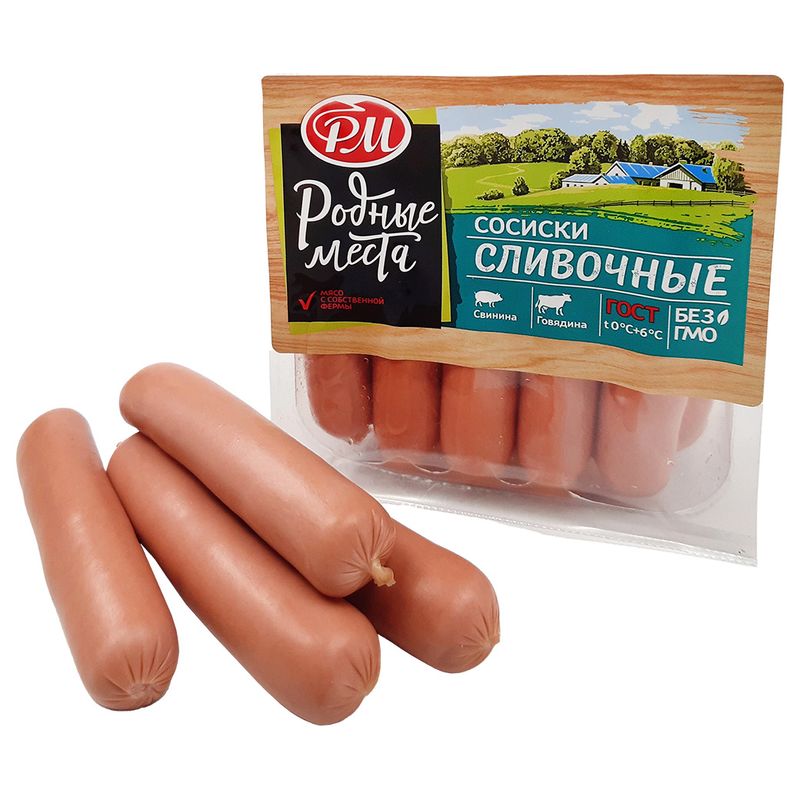 

Сосиски Родные места Сливочные в искусственной оболочке 510 г