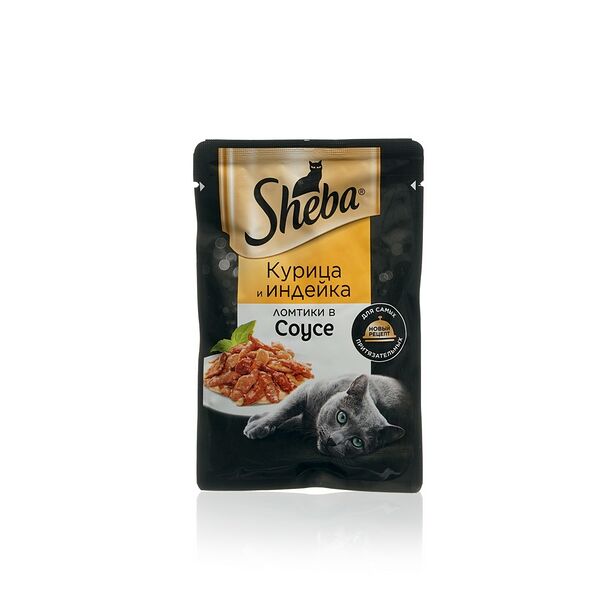 Влажный корм для кошек Sheba Ломтики в соусе с курицей и индейкой 75г