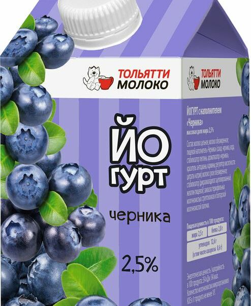 Йогурт питьевой Тольяттимолоко черника 2.5% 450 г