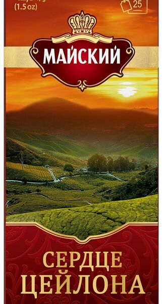 Чай черный Майский Сердце Цейлона байховый цейлонский 25*1.7г