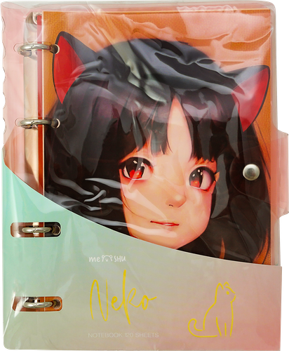 Тетрадь MESHU Neko, А5, 120 листов, в клетку, на кольцах, пластиковая обложка