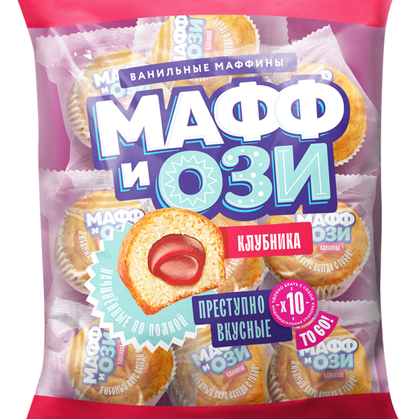 Маффины ванильные ТОМСКИЙ КОНДИТЕР Мафф и Ози с начинкой клубника