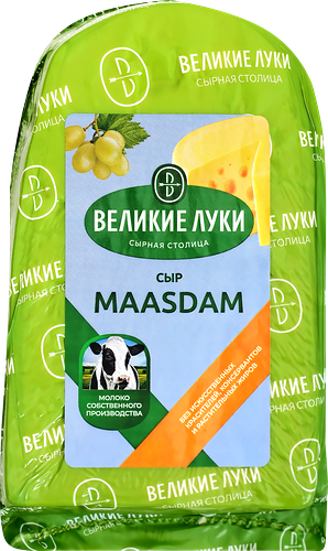 Сыр Великие Луки Маасдам 45% без змж вес