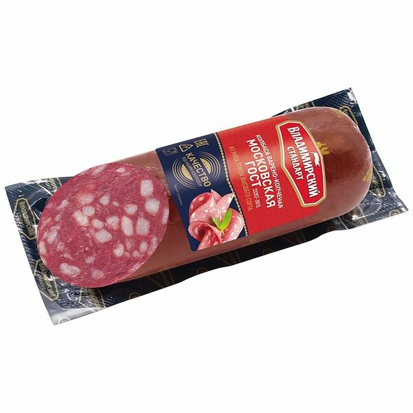 Колбаса варёно-копчёная Владимирский Стандарт Московская из мяса птицы высшего сорта