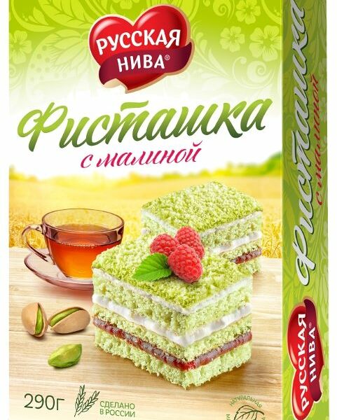 Торт Русская нива Фисташка с малиной
