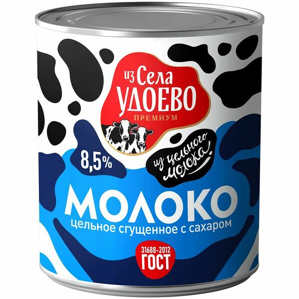 БЗМЖ Молоко ИЗ СЕЛА УДОЕВО цельное сгущенное с сахаром 8,5% ж/б 370г