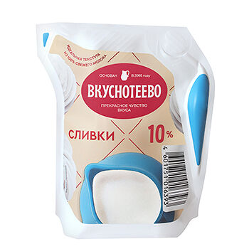 Сливки ультрапастеризованные Вкуснотеево 10%