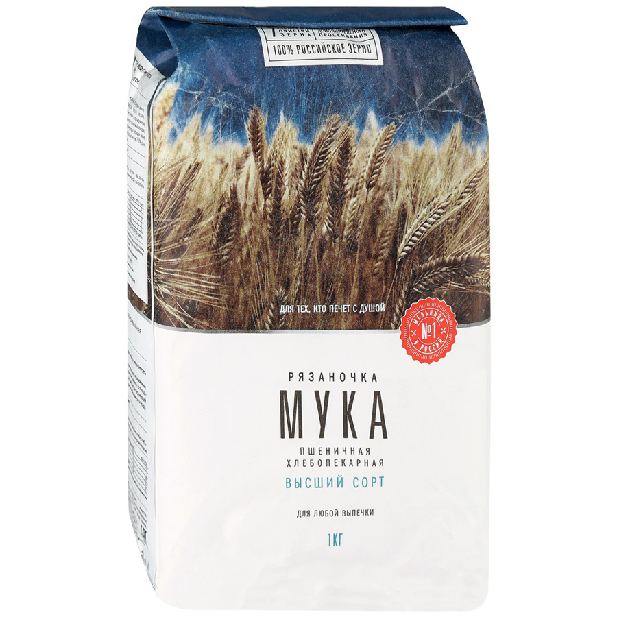 

Мука пшеничная хлебопекарная Рязаночка высший сорт, 1 кг