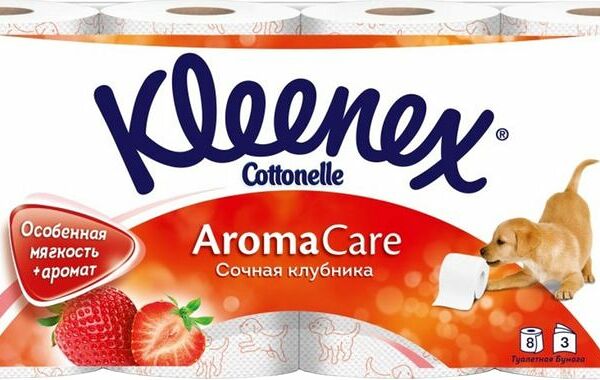 Бумага туалетная Kleenex Сочная клубника 3-слойная 8 рулонов
